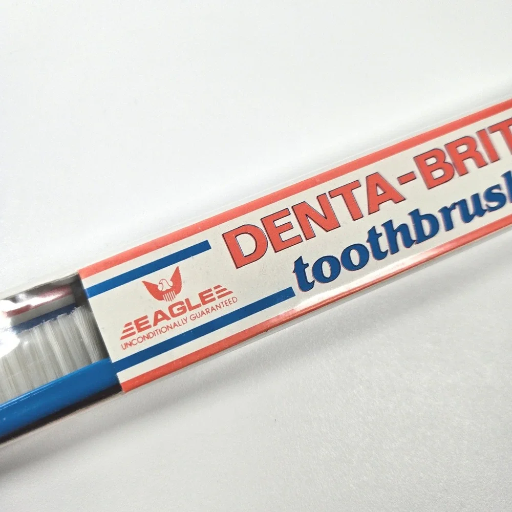 Vintage NOS Denta-Brite Toothbrush Blue Adult Medium TOPS‎ E.H.R Corp